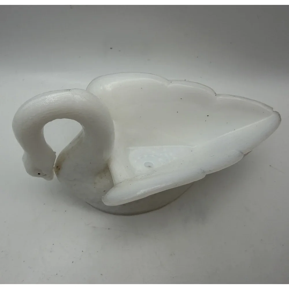 Vintage White Milk Glass Swan Planter Trinket Dish Vanity Candy Dish 5